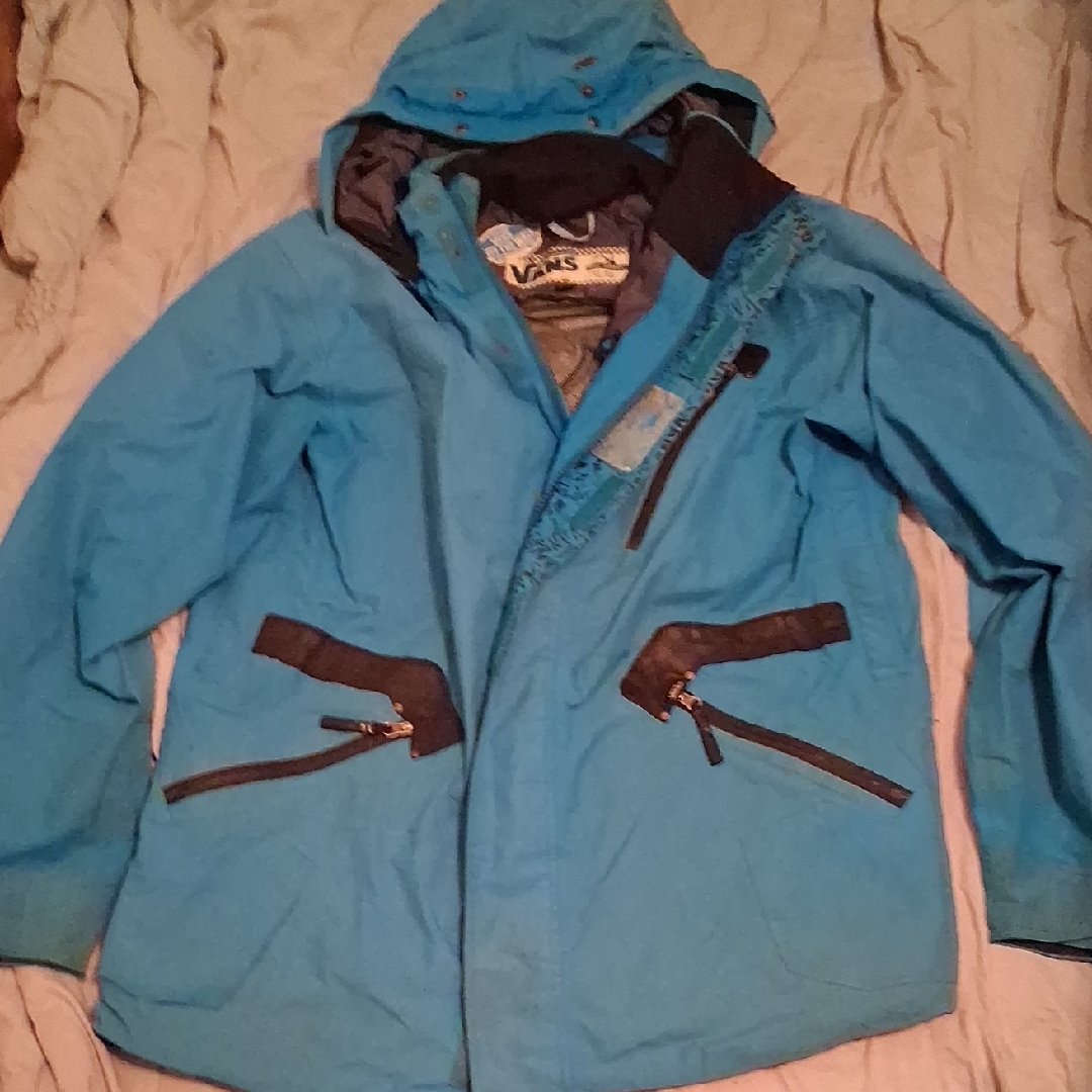 Vans Blue Hooded Snow Jacket With Black Trim